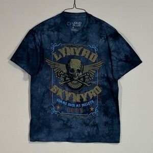 Lynyrd Skynyrd Liquid Blue Tie Dye Skull Band T-Shirt M